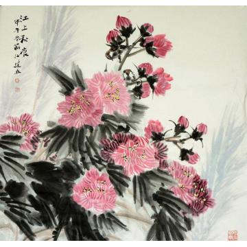 杨建五国画花鸟江水秋痕字画之家