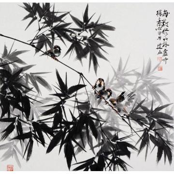 杨建五国画花鸟每对修竹林字画之家