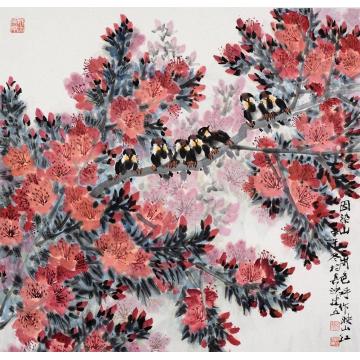 杨建五国画花鸟因染山岗色字画之家