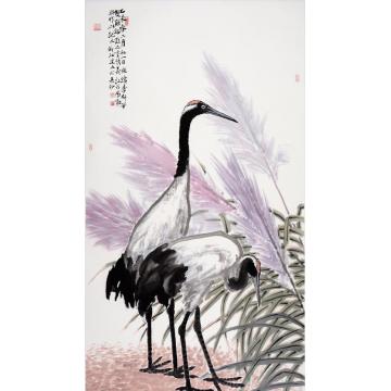 杨建五国画花鸟读双鹤铭有感字画之家