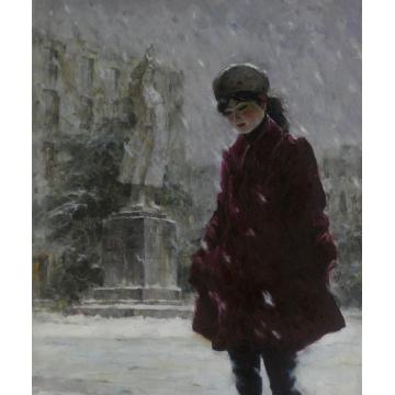 王志祥国画人物雪中校园字画之家