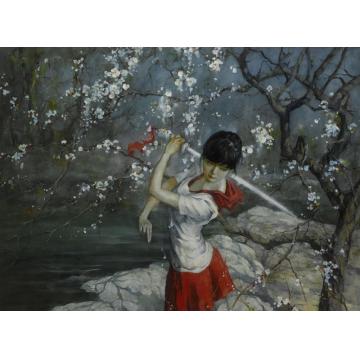 王志祥国画人物桃花剑字画之家