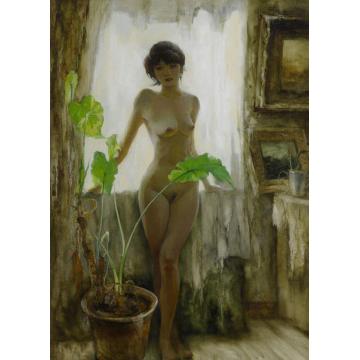 王志祥国画人物窗前的金兰字画之家