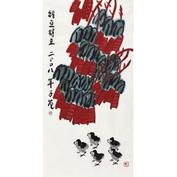崔子范国画花鸟种豆得豆字画之家