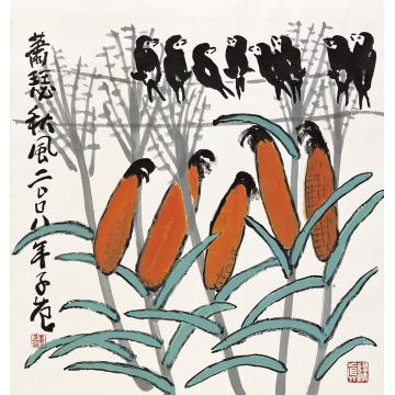 崔子范国画花鸟萧瑟秋风字画之家