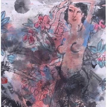 杨国新国画人物映山红字画之家