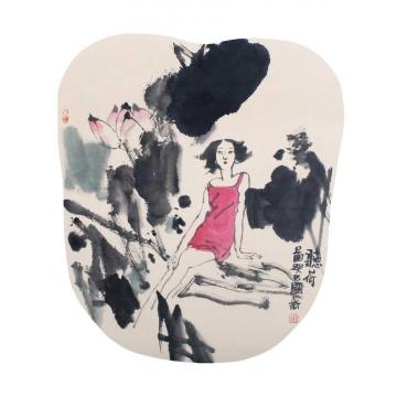 杨国新国画人物听荷字画之家
