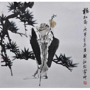 杨国新国画人物听松图字画之家