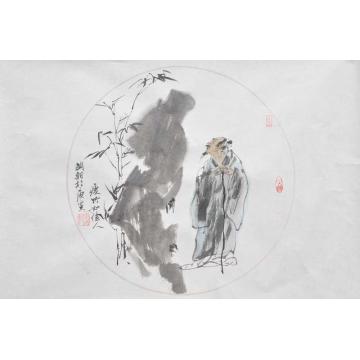 杨国新国画人物瘦竹如佳人字画之家