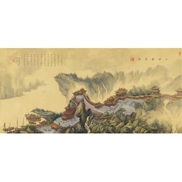 张孝友国画山水仙馆楼阁图字画之家