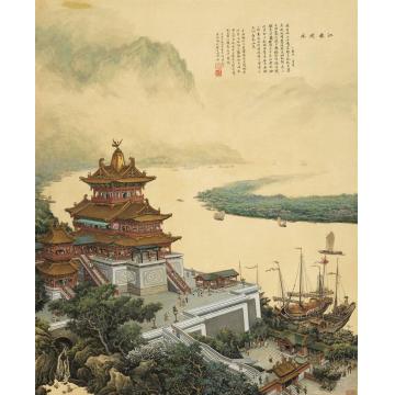 张孝友国画山水江楼揽胜字画之家