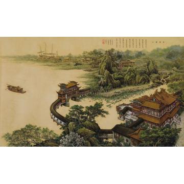 张孝友国画山水江浦归舟字画之家