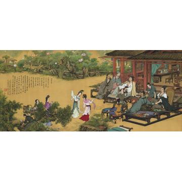 张孝友国画人物白居易小庭亦有月字画之家