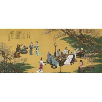 张孝友国画人物李白春夜宴字画之家