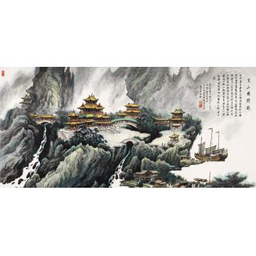 张孝友国画山水夏山楼阁图字画之家