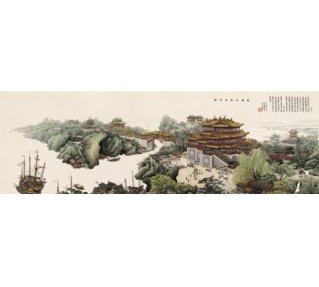 张孝友国画山水龙楼凤阁连宵汉字画之家