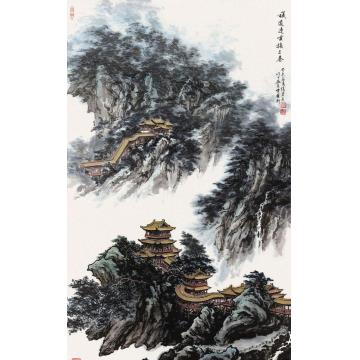 张孝友国画山水复道连云接三泰字画之家