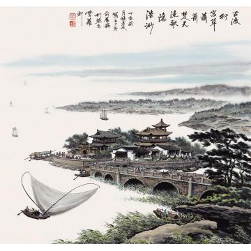 张孝友国画山水楚天渔歌字画之家