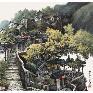 张孝友国画山水爨村秋更字画之家