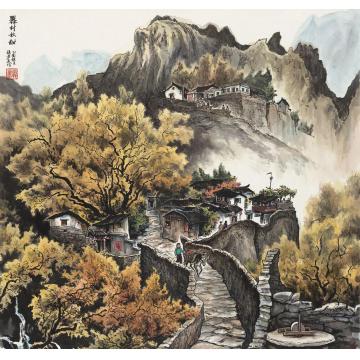 张孝友国画山水爨村秋酣字画之家