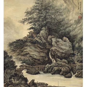 张孝友国画山水细雨梦回鸡塞远字画之家