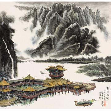 张孝友国画山水夏山水阁字画之家