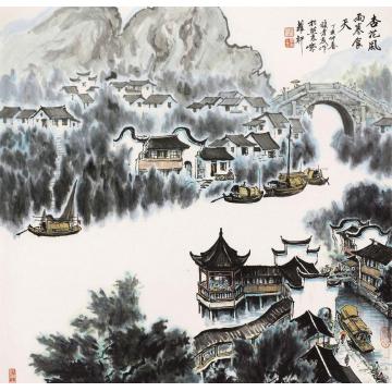 张孝友国画山水杏花风雨寒食天字画之家