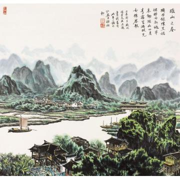 张孝友国画山水瑤山之春字画之家