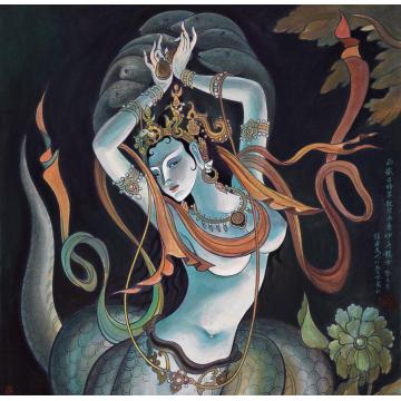 张孝友国画人物西藏古格笨教壁画桑伊寺龙字画之家
