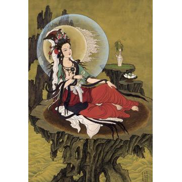 张孝友国画人物观世音菩萨像字画之家