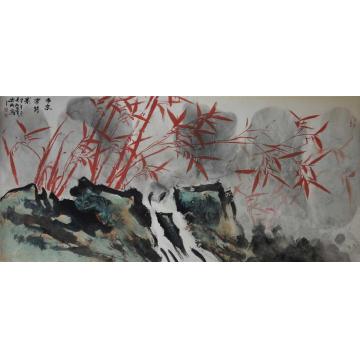 张德刚国画花鸟红竹子系列字画之家