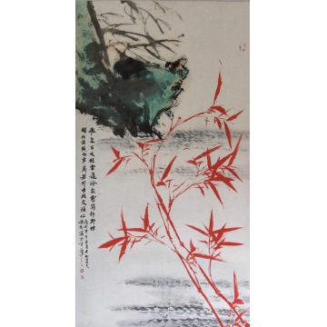 张德刚国画花鸟红竹系列字画之家