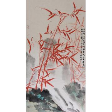 张德刚国画花鸟红竹系列字画之家