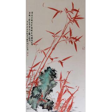 张德刚国画花鸟红竹系列字画之家