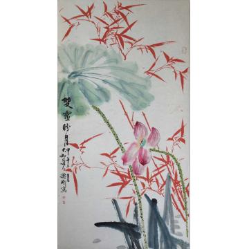 张德刚国画花鸟红竹系列字画之家