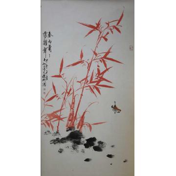 张德刚国画花鸟红竹系列字画之家