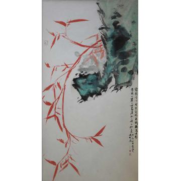 张德刚国画花鸟红竹系列字画之家