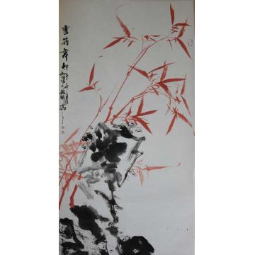 张德刚国画花鸟红竹系列字画之家