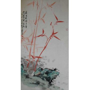 张德刚国画花鸟红竹系列字画之家