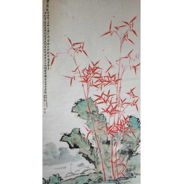 张德刚国画花鸟红竹系列字画之家