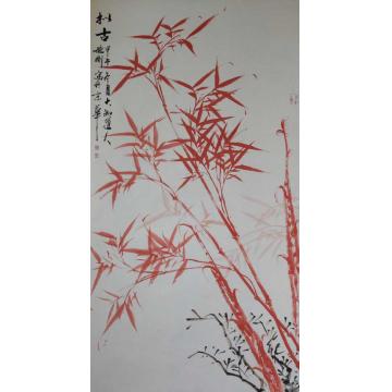 张德刚国画花鸟红竹系列字画之家
