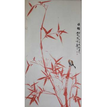 张德刚国画花鸟红竹系列字画之家