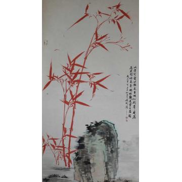 张德刚国画花鸟红竹系列字画之家
