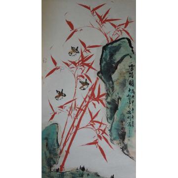 张德刚国画花鸟红竹系列字画之家