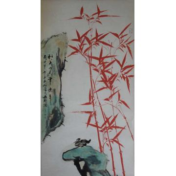 张德刚国画花鸟红竹系列字画之家