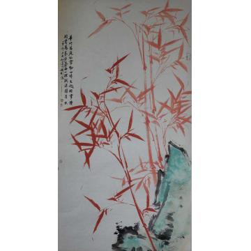 张德刚国画花鸟红竹系列字画之家