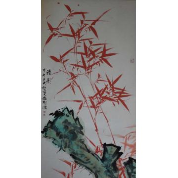 张德刚国画花鸟红竹系列字画之家
