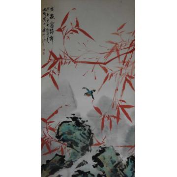 张德刚国画花鸟红竹系列字画之家