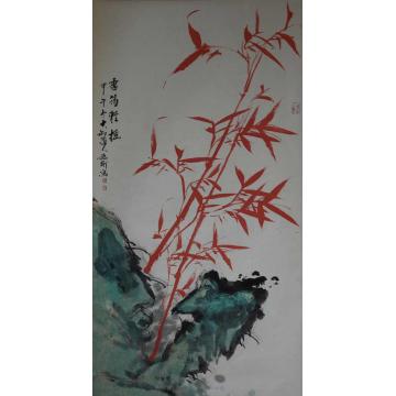 张德刚国画花鸟红竹系列字画之家
