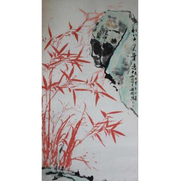 张德刚国画花鸟红竹系列字画之家